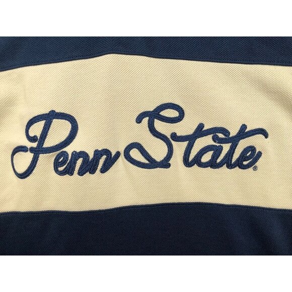 Nike PENN STATE Rugby Polo Shirt Navy Blue Embroidered Scroll Logo Unisex Medium - Picture 6 of 12